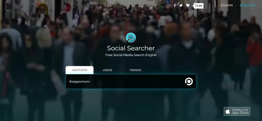 Social Searcher landing page