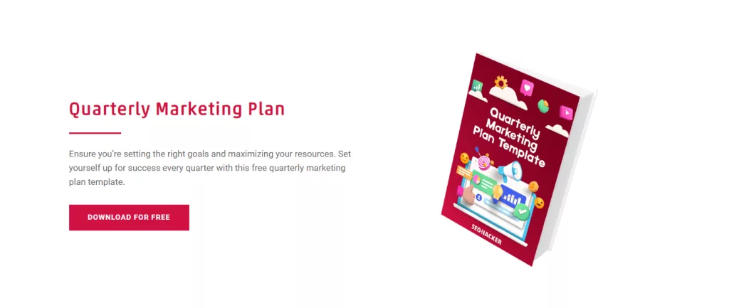 quarterly marketing plan landing page