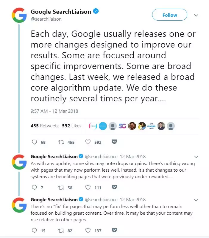 Google Core Algorithm Announcement