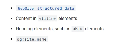 site name structured data