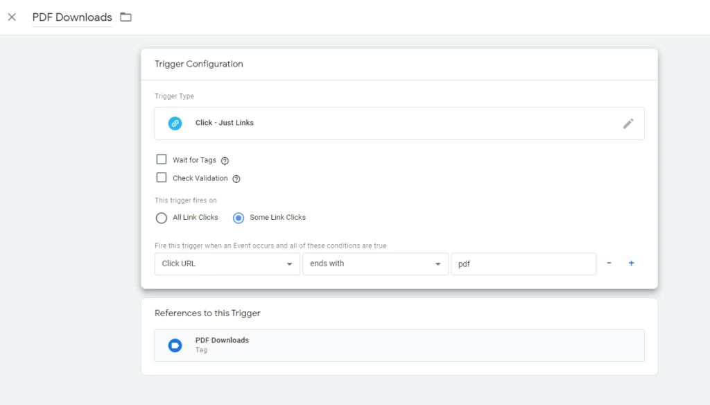 google tag manager pdf download trigger